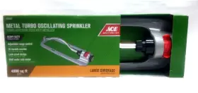 Ace 082901054207 Hardware Turbo Oscillating Sprinkler 4000 Sq Ft Large Coverage Flow Control Ace 082901054207 Hardware Turbo Oscillating Sprinkler 4000 Sq Ft Large Coverage Flow Control