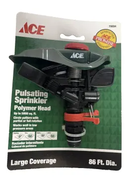 70694 Ace Pulsating Sprinkler Plastic Head Large Coverage Fits Any 1/2 Inch Npt Base 70694 Ace Pulsating Sprinkler Plastic Head Large Coverage Fits Any 1/2 Inch Npt Base