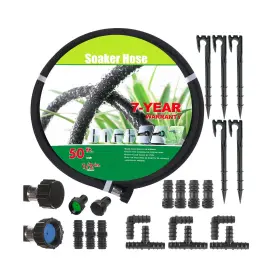 Aeacus 602007623093 Soaker Hose 1/2 Inch X 50ft Garden With Fittings Heavy Duty Hose-