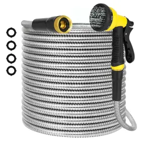 B0cycrzyjh Amoox 75ft Metal Garden Hose Kink-free Lightweight Crush Resistant Fittings