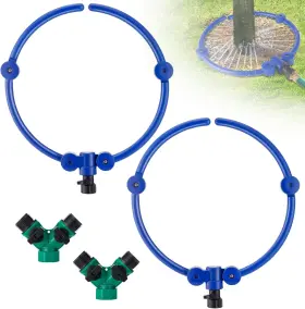 Apipi 445014071043 2pcs 360 Tree Water Sprinkler Adjustable Watering Ring With Y Hose Splitt