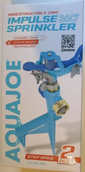 Aqua Joe 842470135055 Indestructible Zinc Impulse 360 Sprinkler 2-pack