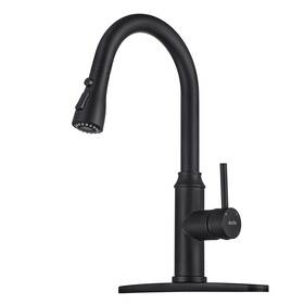 Arofa A01by Matte Black Kitchen Faucet With Pull Down Spayer Single