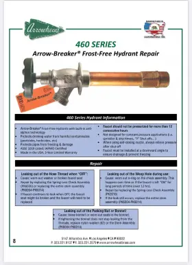 466-06 Arrowhead 460 Series 6 Inch Arrow-breaker Frost-free Hydrant W Built In Anti Syphon 466-06 Arrowhead 460 Series 6 Inch Arrow-breaker Frost-free Hydrant W Built In Anti Syphon