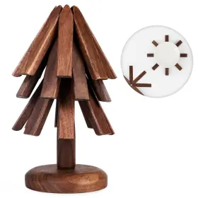 Bd01 Augmaxi Black Walnut Wooden Trivets For Hot Dishes - Christmas Tree Shape Trivet Set