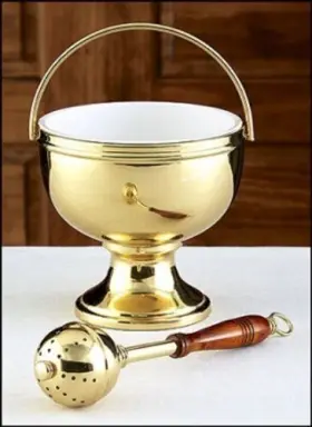 Autom 780090898762 Gold Holy Water Pot With Sprinkler Set