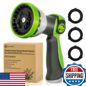 B0bzcs6kzk Automan Garden Hose Nozzle Sprayer - 10 Patterns Thumb Control Leak-free