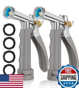 B0cwgw9pm8 Automan Full Size Garden Hose Nozzle 2-pack High Pressure Pistol Grip Water