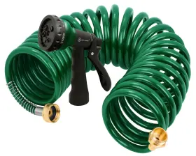 B0dgq3cgwn Automan 25ft Eva Coil Garden Hose Brass Connectors 7-pattern Sprayer Kink-free