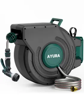 B0fgycr4f2 Ayura Retractable Garden Hose Reel 100ft 1/2in Pro Metal Shaft Heavy Duty