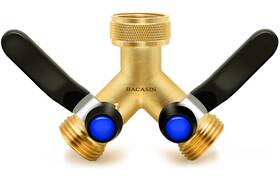 Bacasin B0djz4n8rf Brass Garden Hose Splitter Y With Shutoff 2 Way He