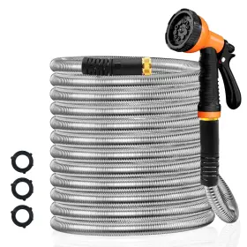 B0c4spdyj7 Besiter 100ft Stainless Steel Garden Hose With 10 Function Nozzle No-kink