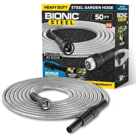 B07114fxyt Bionic Steel 50ft Metal Garden Hose With Sprayer Nozzle Non-kink Durable