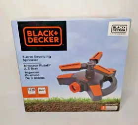 1216 Black Decker 844841019230 New And 3 Arm Revolving Sprinkler 360 Water Coverage Sq. Ft