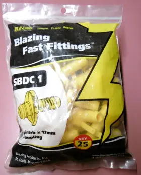 Sbdc-1 Blazing 25 Fast Fittings Spiral Barb X 17mm Drip Coupling Yellow Sbdc 1 Sbdc-1 Blazing 25 Fast Fittings Spiral Barb X 17mm Drip Coupling Yellow Sbdc 1