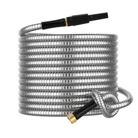 B0f29hx1vc Bluegarden 30ft Non-expandable Metal Garden Hose With Sprayer Nozzle Flexible No Kink