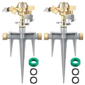 Gex-blushtier-44 Blushtier 2 Pack Brass Impact Sprinklers For Yard Adjustable Lawn Sprinkler With Heavy Gex-blushtier-44 Blushtier 2 Pack Brass Impact Sprinklers For Yard Adjustable Lawn Sprinkler With Heavy