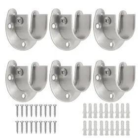 Bntyok 757567466267 6 Pack Stainless Steel Closet Rod Brackets 1-1/4 Inch Heavy Duty E