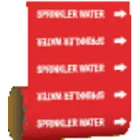 15593 Brady Pipe Marker Label Sprinkler Water Red Vinyl Adhesive 12in Fits 2.5in To 6in