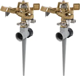 Branded 313037714780 2 Pack Impact Sprinklers With Stand Spike Heavy Duty Zinc Alloy Lawn Sprinkler