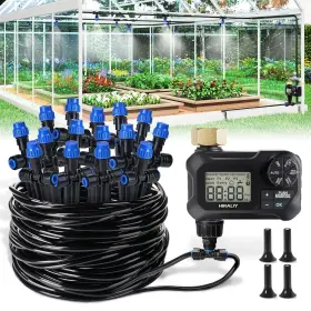 Branded 313052268299 59ft Greenhouse Mist Drip Irrigation Kit With Garden Timer Hanging Plant Wateri