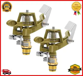 Branded 619197810967 2 Pieces 1/2 Inch Brass Impact Sprinkler Heavy Duty Head With Nozzl Branded 619197810967 2 Pieces 1/2 Inch Brass Impact Sprinkler Heavy Duty Head With Nozzl