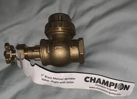 Champion 300-100y 1 Inch Brass Manual Sprinkler Valve Angle With Union