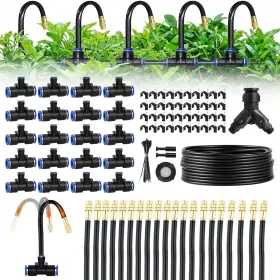 Xk0056 Chufa 100ft 1/4-inch Drip Irrigation Kit With 16 Adjustable Copper Nozzles Automatic