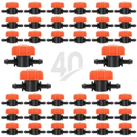 Copadri 768825497251 40 Pcs 1/4 Inch Drip Irrigation Shut Off Valve Line Barbed Valves