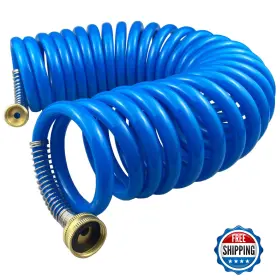 B0byp8hl71 Darnassus Heavy-duty Pu Coil Garden Hose 3/4 Inch Ght Brass Fittings Kink-free