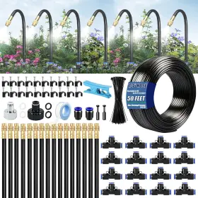 Dianrui 313053496486 Drip Irrigation System 50ft 1/4 Inch Garden Watering With 16pcs