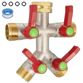 B0d8fttlxy Dingbai 4 Way Brass High Flow Garden Water Hose Splitter Heavy Duty Connector