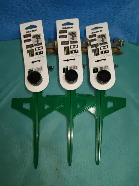 Dramm 036434150646 Qty 3 Green Stake Lawn Sprinklers Variable Spray Settings Dramm 036434150646 Qty 3 Green Stake Lawn Sprinklers Variable Spray Settings
