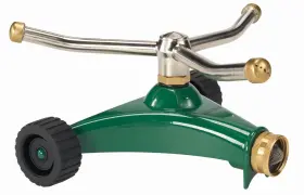 15054 Dramm Colorstorm 3 Arm Whirling Sprinkler On 6 Inch Wheeled Heavy Duty Metal Base For