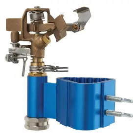 15205 Dramm Post-mount Sprinkler With Brass Impulse Head Metallic Blue