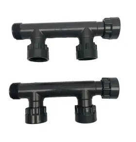301-010-2 Dura Lot Of 2 1 Inch Two-port Manifold With Threaded Connections Gray Sch. 40 Pvc