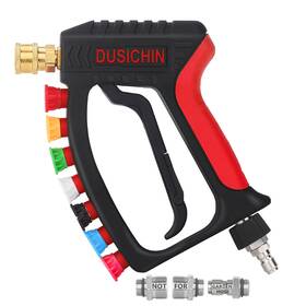 Dusichin B0fjbhv7p7 Short Pressure Washer Wand 4000 Psi Swivel Gun 7 Nozzle Tips Quick Conn