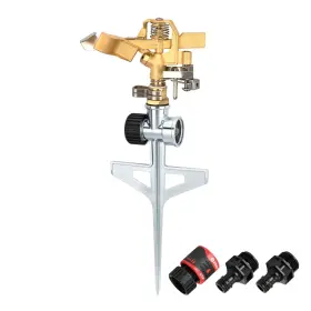 Eden 737677941472 94147 Brass Impulse Sprinkler With Step Spike Gear Drive Heavy Duty Gardeni