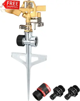 94147edamz Eden 94147 Brass Impulse Sprinkler With Step Spike Gear Drive Heavy Duty Garde