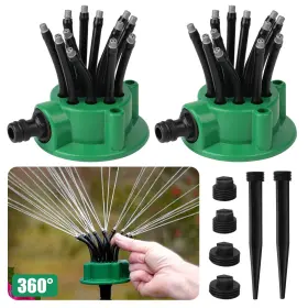 Eeekitonline 655887838255 2x 360 Automatic Garden Lawn Sprinkler Set Multi-head Rotating Irrigation Tool