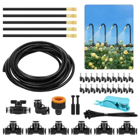 Eeekitonline 655887909573 50ft 1/4 Inch Drip Irrigation Kit Brass Nozzles Garden Greenhouse Auto Watering Eeekitonline 655887909573 50ft 1/4 Inch Drip Irrigation Kit Brass Nozzles Garden Greenhouse Auto Watering