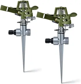 Ehaijia 664404162964 2 Pack Zinc Alloy Impact Lawn Sprinklers With Stand Spike Durable Heavy Duty A