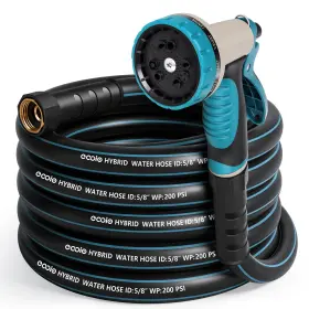 B0g342j5pz Eooio Heavy Duty Garden Hose 25 Ft Non-expandable Water With 10 Function Spray N