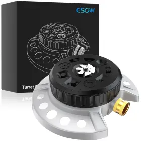 9-pattern Esow 707943907334 Turret Lawn Sprinkler With Heavy Duty Metal Base Garden Spr Inch
