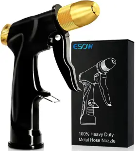 B08z85ffd4 Esow Garden Hose Nozzle 100% Heavy Duty Metal Spray Gun With Full Brass