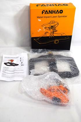 Fanhao Fh-ssq-003 Metal Pulsating Impact Lawn Sprinkler 3/4 Inch Diameter Orange New