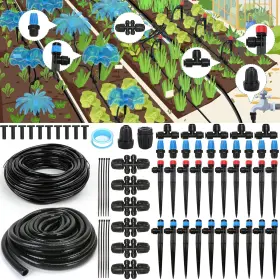 Flantor 744110966008 Drip Irrigation Kit 190ft Greenhouse System Adjustable Flantor 744110966008 Drip Irrigation Kit 190ft Greenhouse System Adjustable