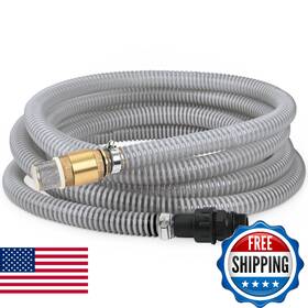 Fluentpower B0f8q62wkj 23ft X 1 Inch Suction Hose Kit With Brass Fitting Check Valve And Npt