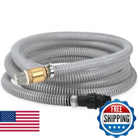 B0f8q62wkj Fluentpower 23ft X 1 Inch Suction Hose Kit With Brass Fitting Check Valve And Npt
