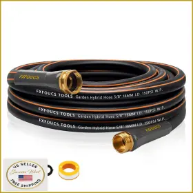 B0fkbz2b4t Fxfoucs 5/8 Inch X 25ft Heavy Duty Hybrid Garden Hose - 600 Psi No Kink